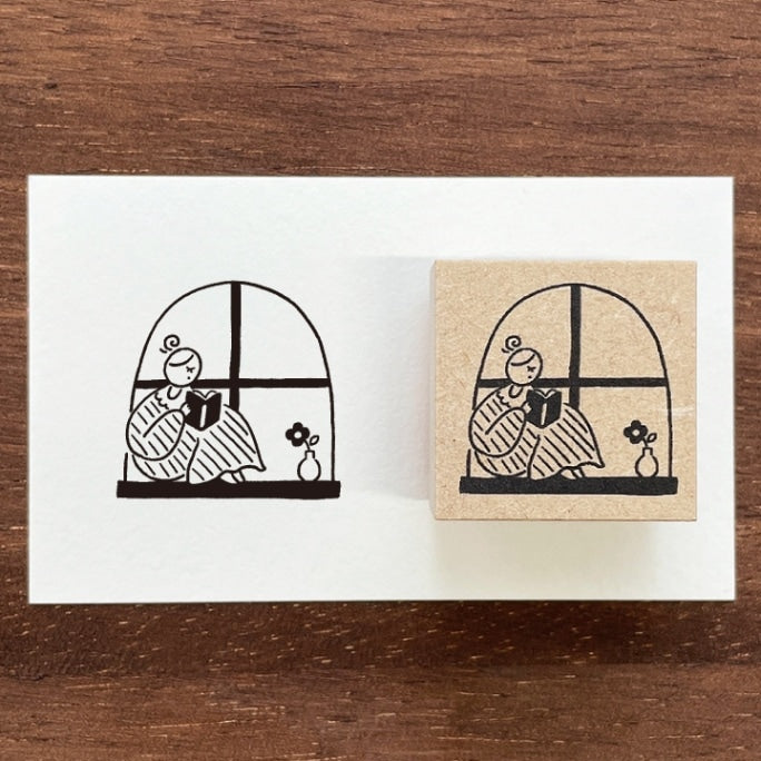 Stamp Marche Marl-chan - Reading by the Window Illustration Stamp