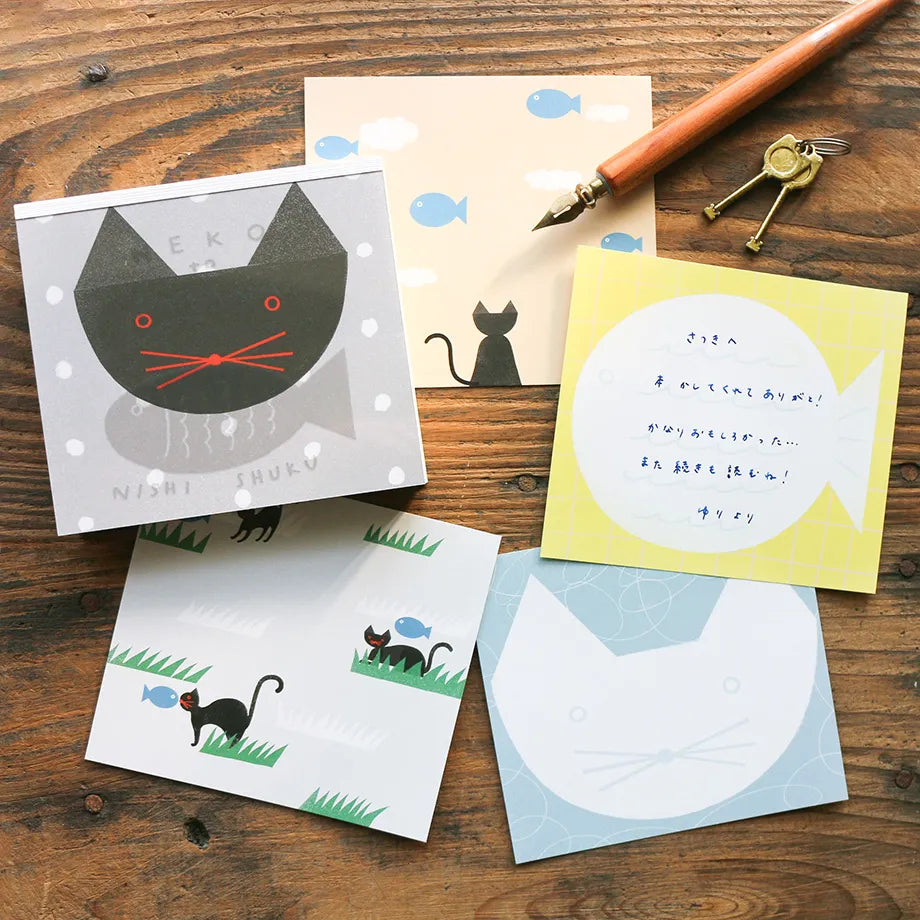 Nishi Shuku Block Memo Cat and Fish