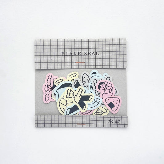 Nishiwaki Tadashi × mizushima Flake Stickers People and Food