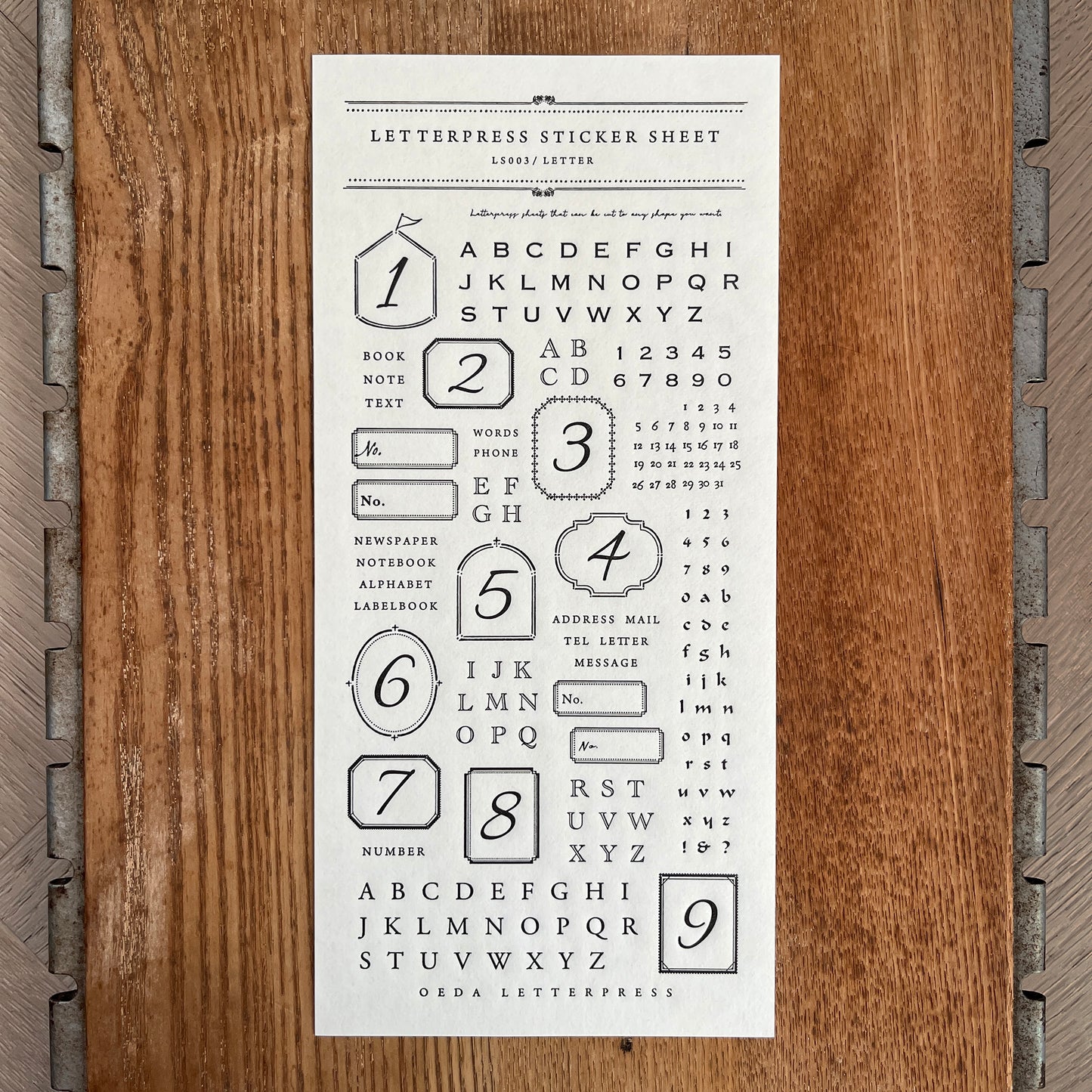 Letterpress Sticker Sheet  LETTER / Black