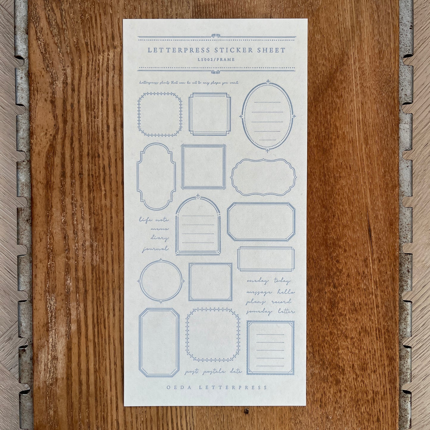 Letterpress Sticker Sheet  FRAME / Pale Blue