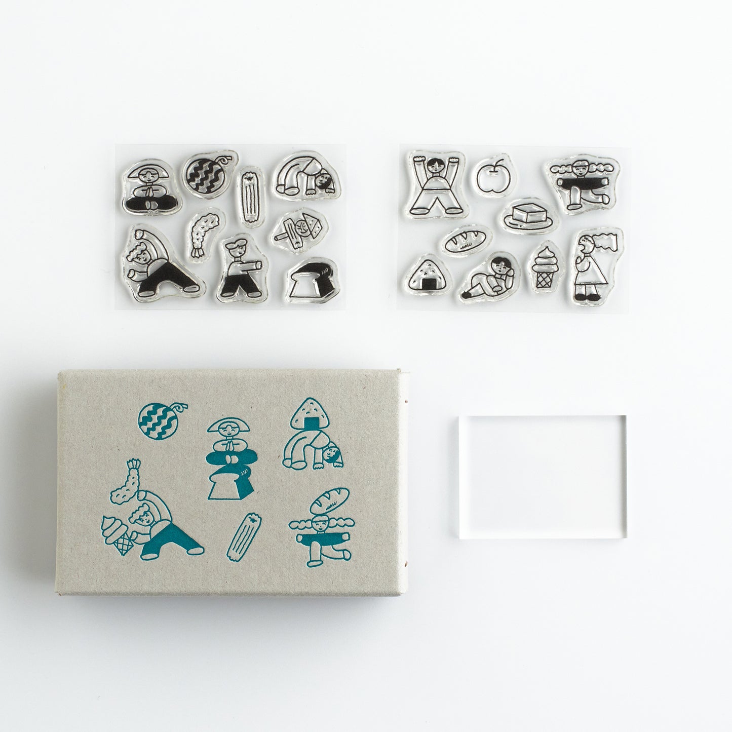 Tadashi Nishiwaki × mizushima JIZAI Clear Stamp BOX Motif set People and Food