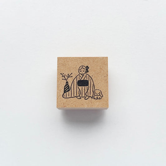 Stamp Marche January Marl-chan - Greeting in Kimono Seasonal Illustration Stamp