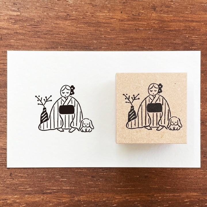 Stamp Marche January Marl-chan - Greeting in Kimono Seasonal Illustration Stamp