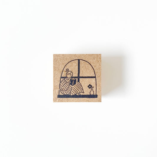 Stamp Marche Marl-chan - Reading by the Window Illustration Stamp