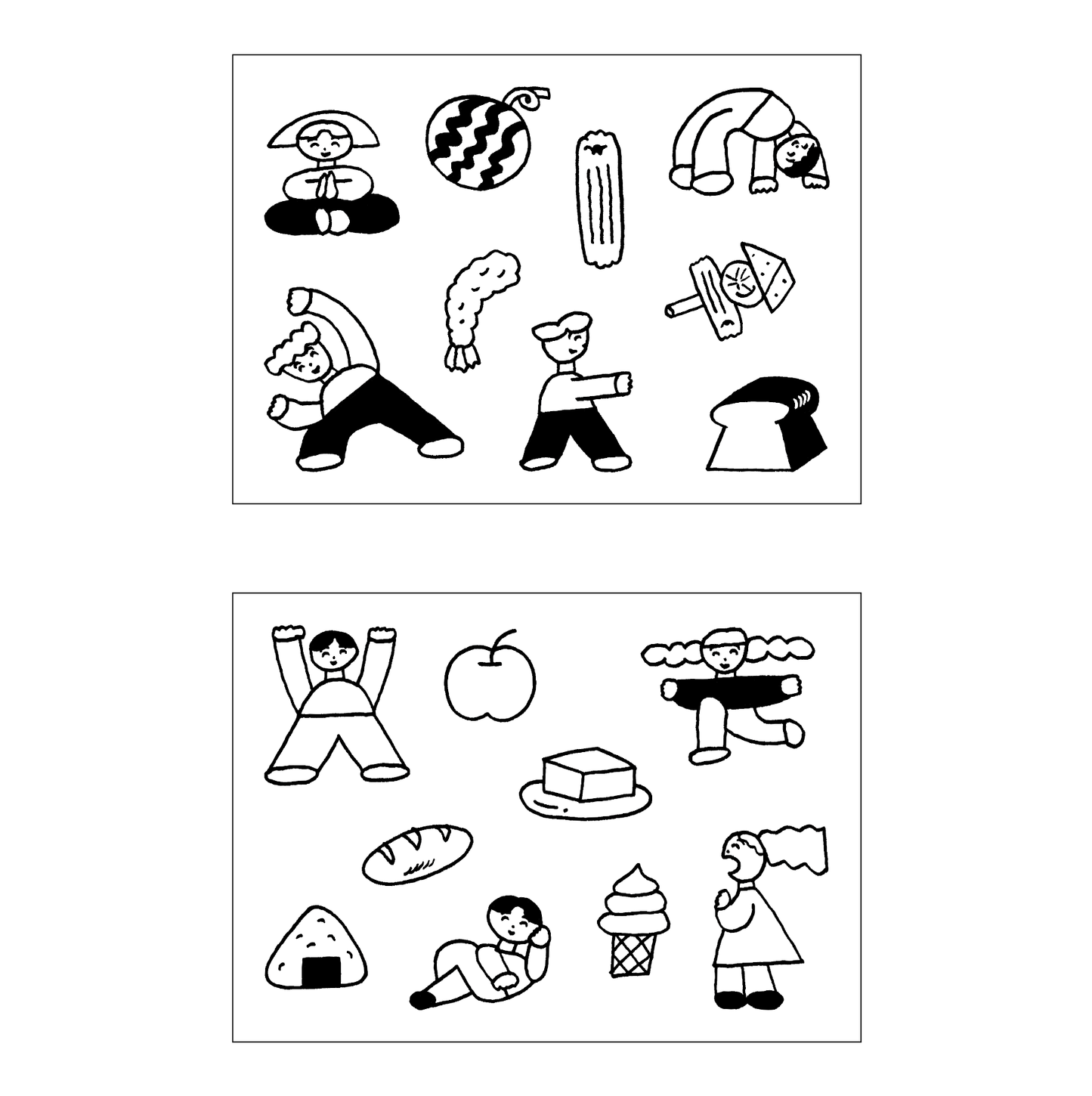 Tadashi Nishiwaki × mizushima JIZAI Clear Stamp BOX Motif set People and Food
