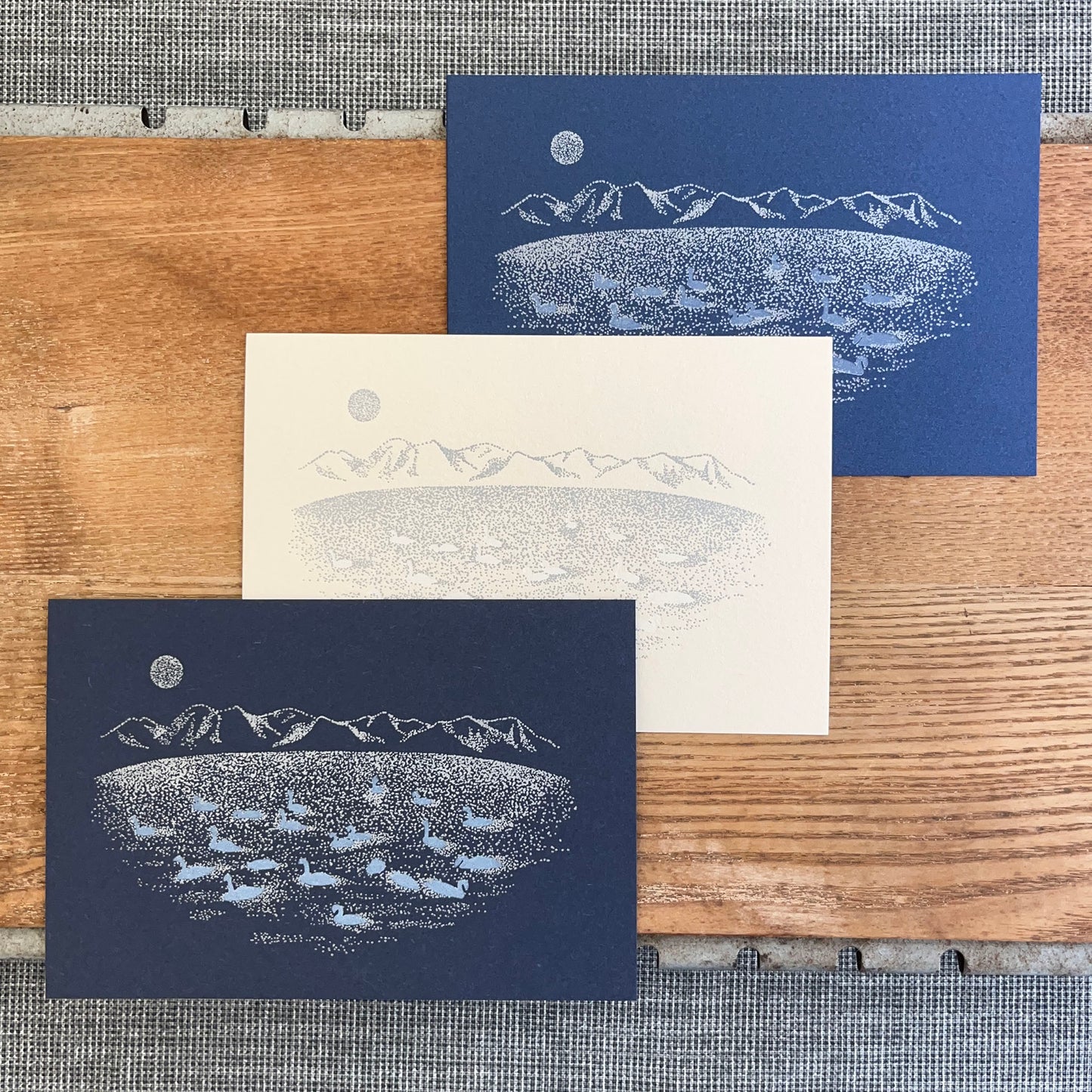 knoten letterpress Postcard Winter Lake