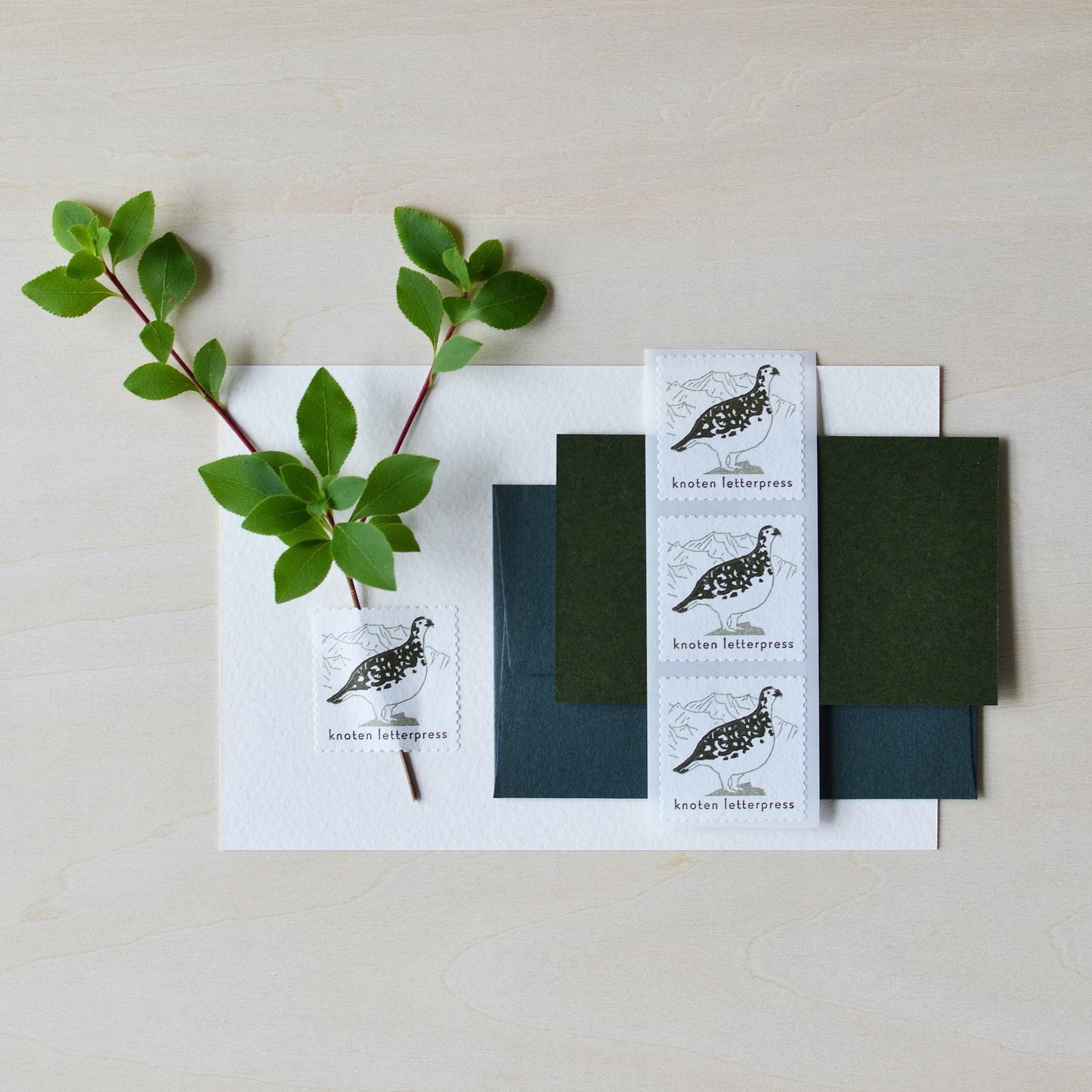 knoten letterpress Sealing Sticker Rock Ptarmiga