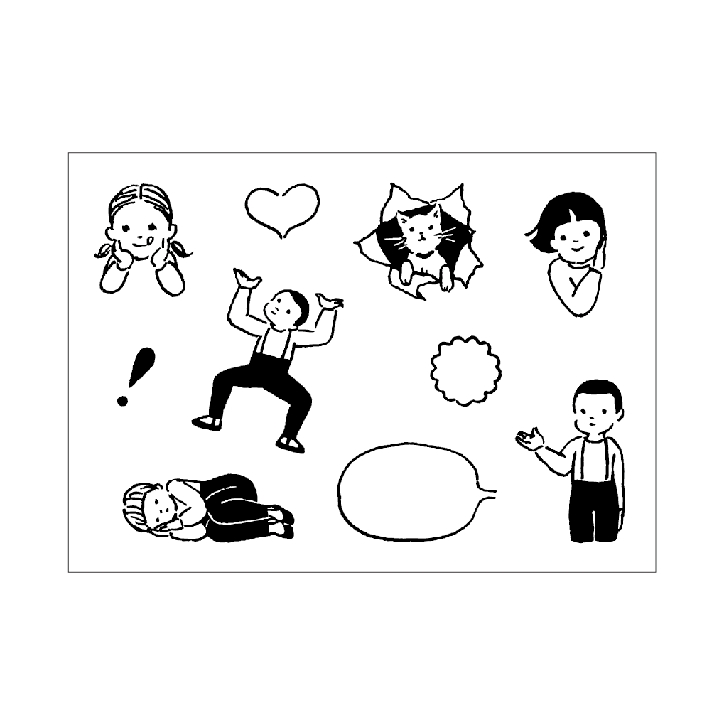 Masuko Eri x mizushima JIZAI Clear Stamp LOG Techo Moriage-tai Children