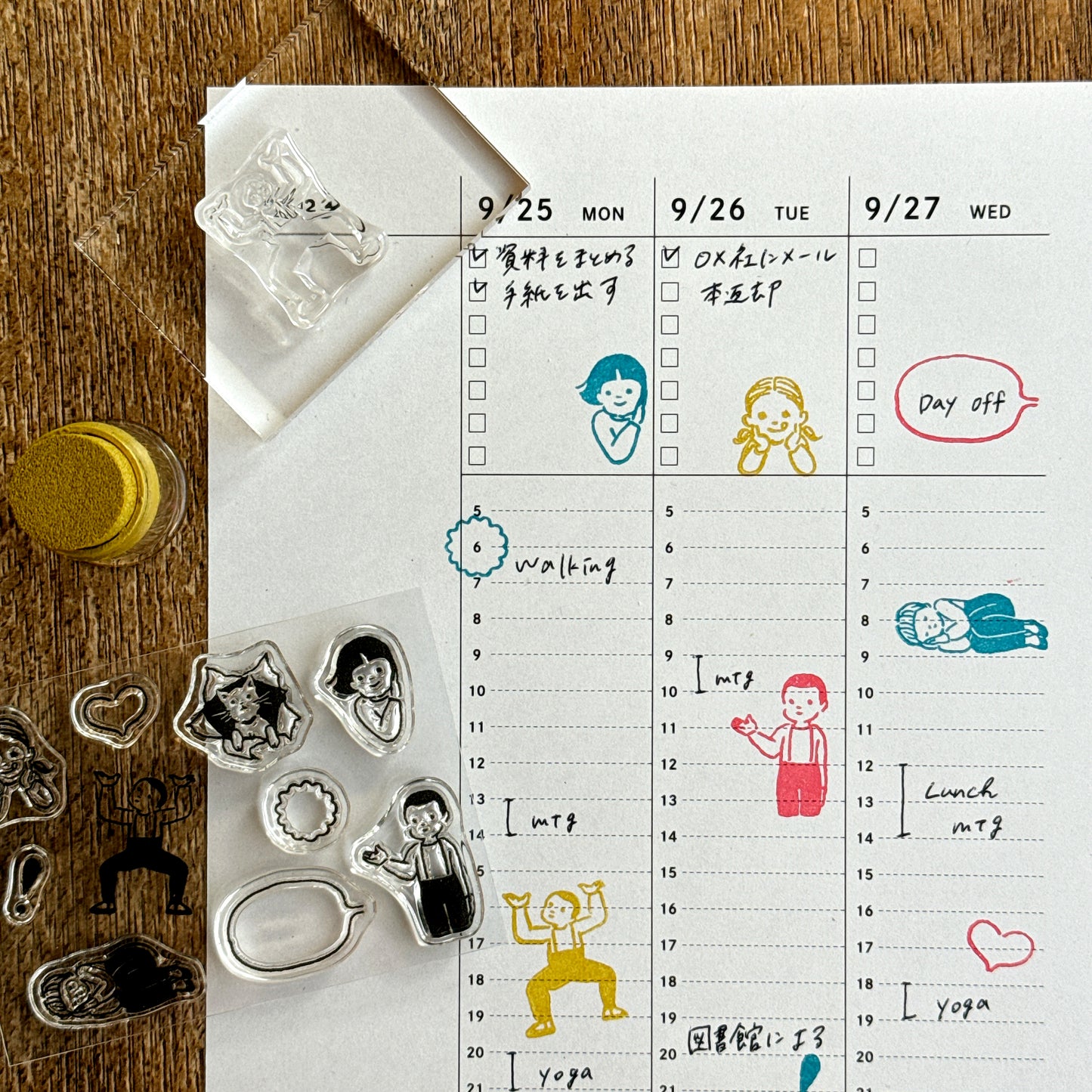 Masuko Eri x mizushima JIZAI Clear Stamp LOG Techo Moriage-tai Children