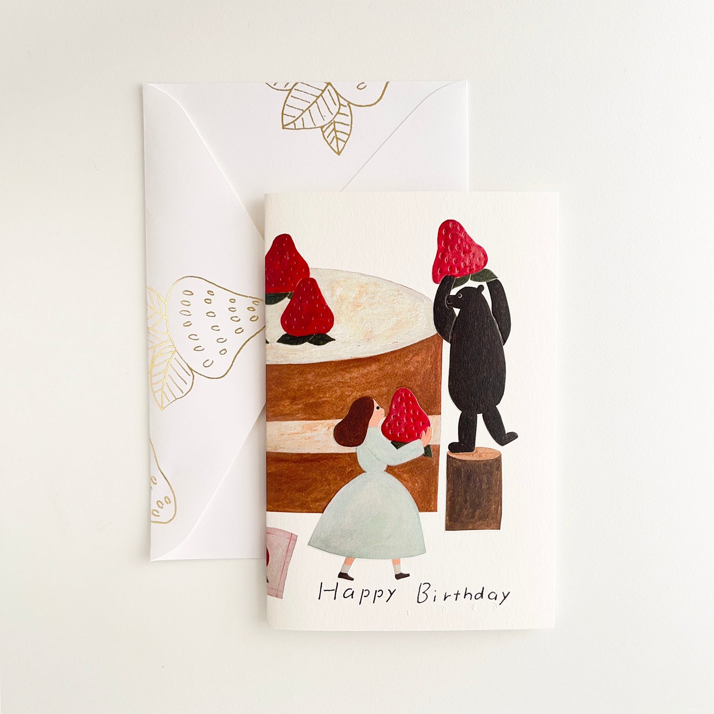 necktie Birthday Card  Strawberry Cake