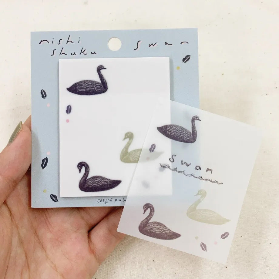 Nishi Shuku Tracing Paper Sticky Notes Swan