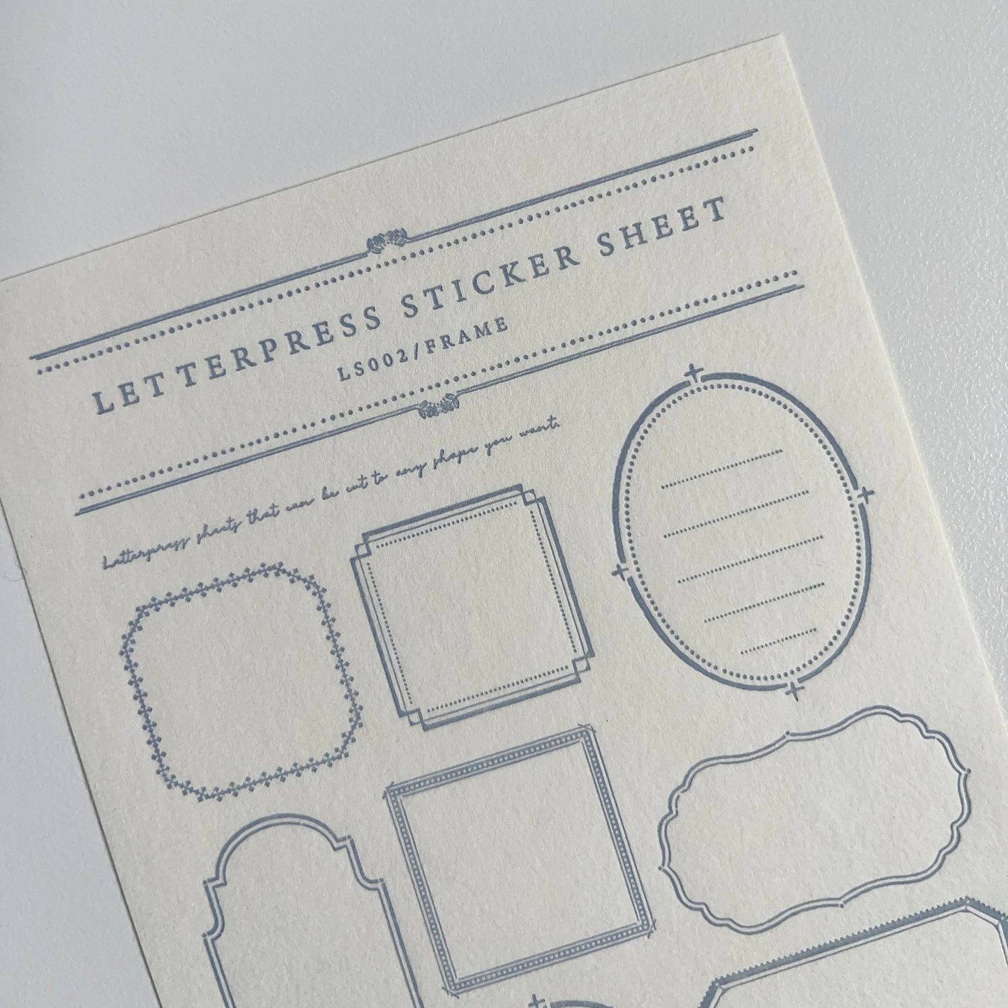 Letterpress Sticker Sheet  FRAME / Pale Blue