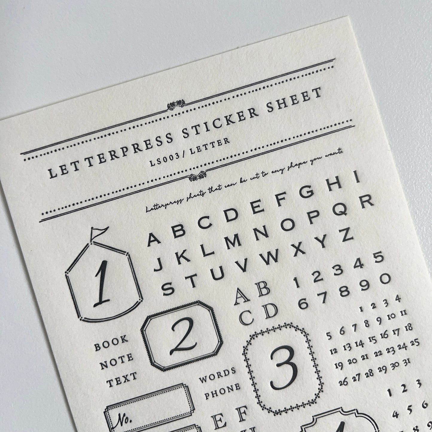 Letterpress Sticker Sheet  LETTER / Black