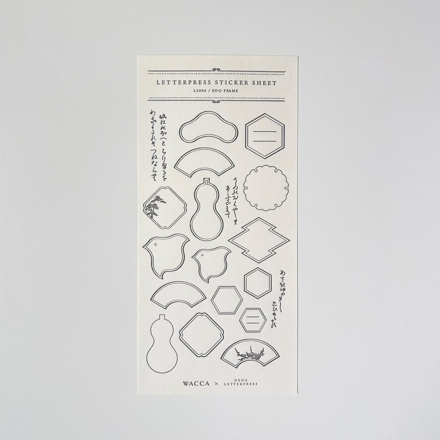 WACCA JAPAN Collaboration Letterpress Sticker Sheet  EDO FRAME / Ink Black