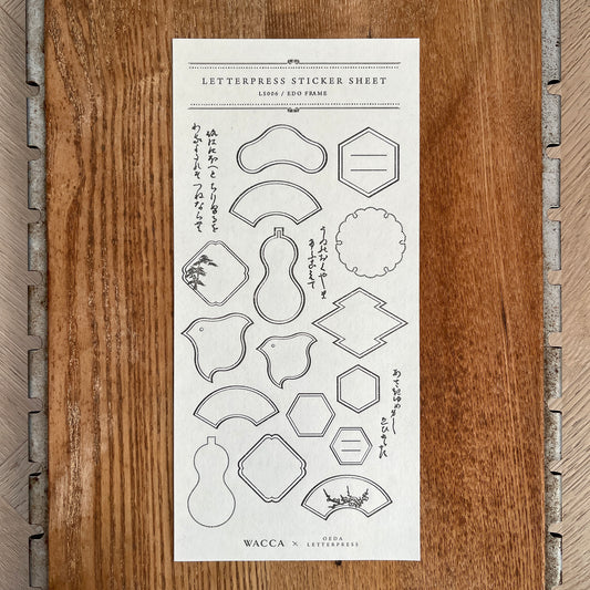 WACCA JAPAN Collaboration Letterpress Sticker Sheet  EDO FRAME / Ink Black
