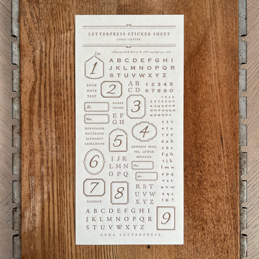 Letterpress Sticker Sheet  LETTER / Bronze