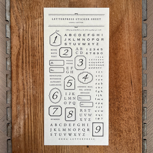 Letterpress Sticker Sheet  LETTER / Black