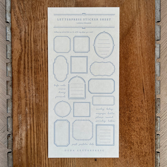 Letterpress Sticker Sheet  FRAME / Pale Blue
