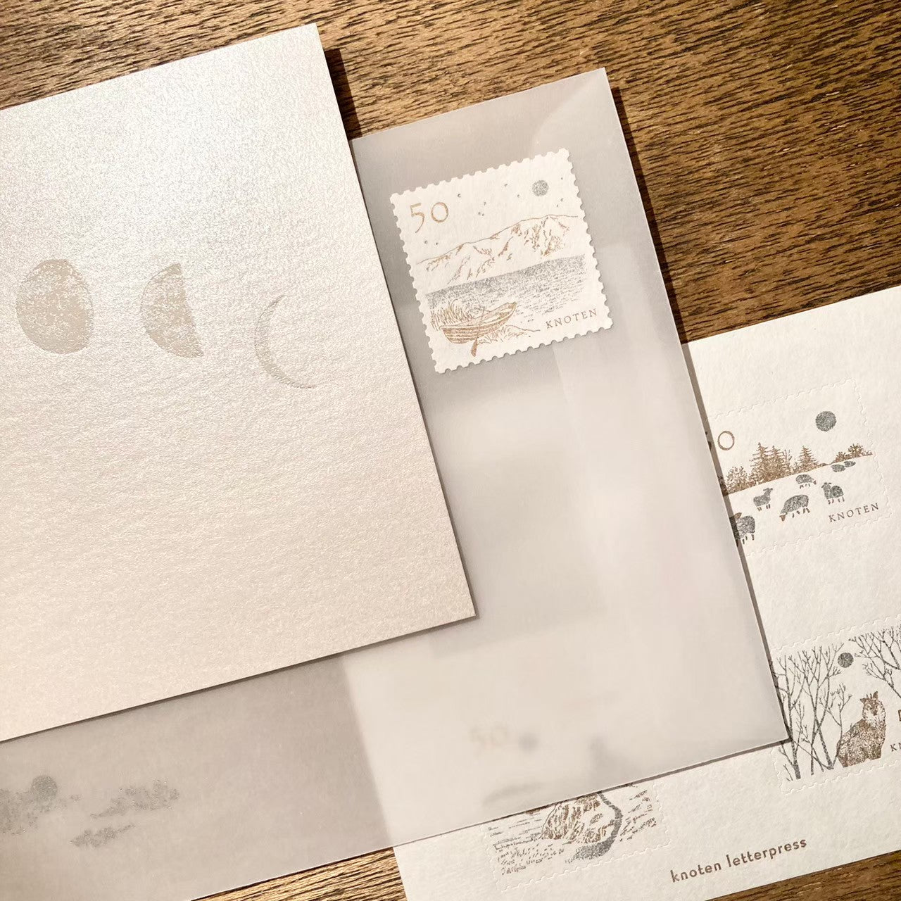 knoten letterpress Postage Stamp Sticker Moonlit Night