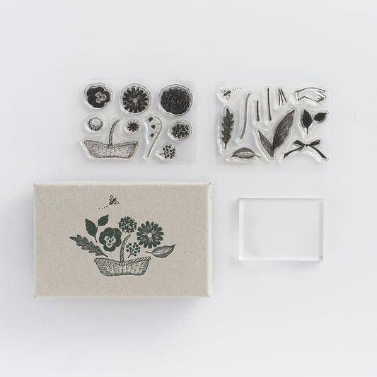 ATELIER.encle d'encle×mizushima JIZAI Clear Stamp BOX Motif set Flower