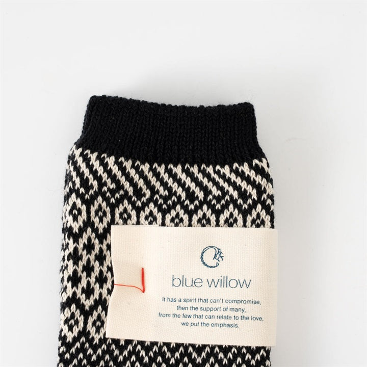 Blue Willow Cotton Patterned Socks (09 Black)
