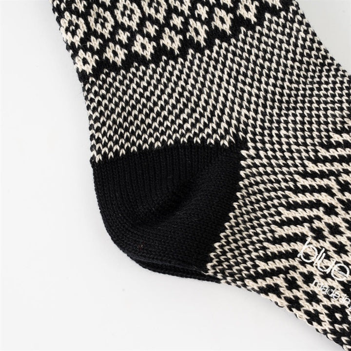 Blue Willow Cotton Patterned Socks (09 Black)