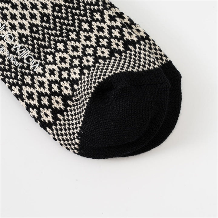 Blue Willow Cotton Patterned Socks (09 Black)