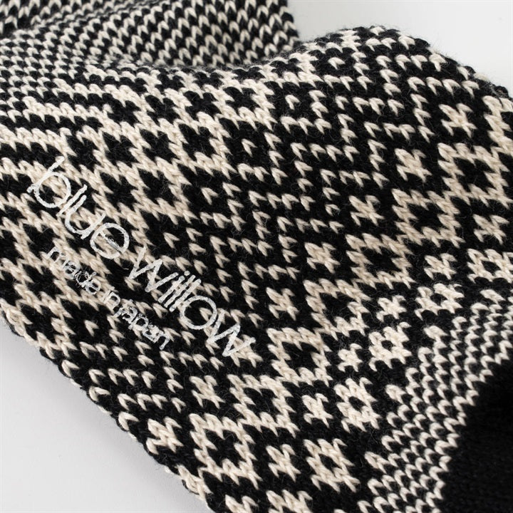 Blue Willow Cotton Patterned Socks (09 Black)