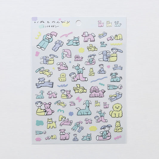 Nishiwaki Tadashi Sticker Relaxing with Dogs (Inu to Nombiri)